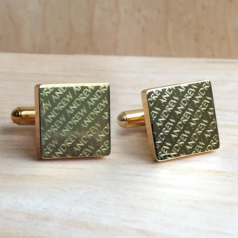 Engraved Diagonal Striped Gold Cuffs