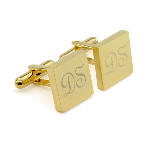 Personalised Engraved Square Gold Cufflinks